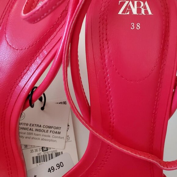 Zara High Heeled Strap Sandals in Watermelon size 38 EU / 7.5-8 US - Picture 7 of 10